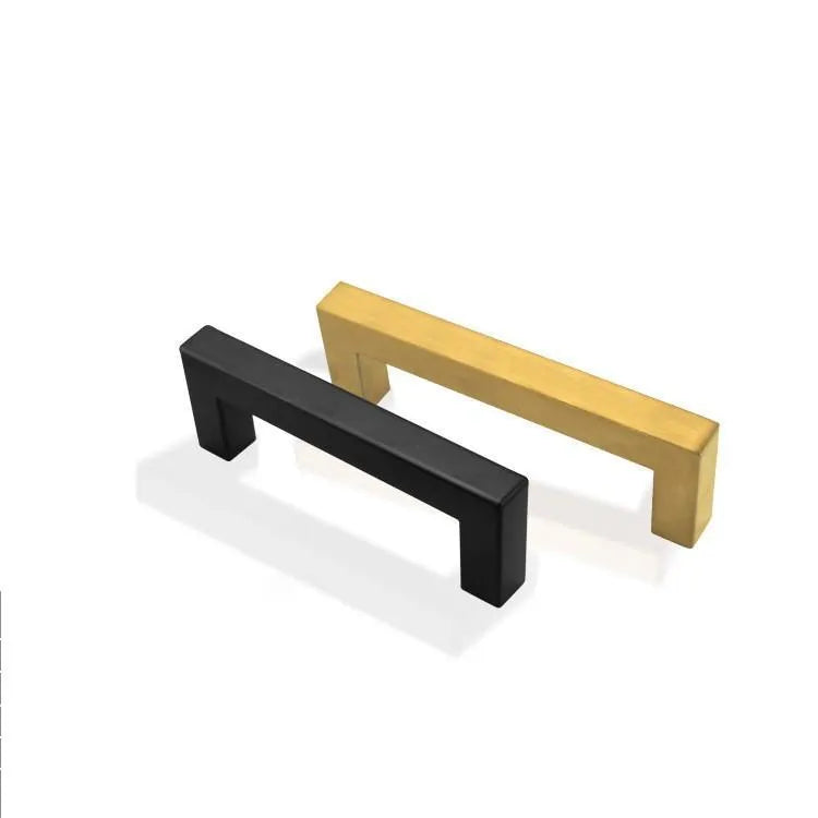 Stainless steel square pipe cabinet drawer handle in brushed silver finish