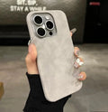 Suede phone case for iPhone, shockproof imitation leather cover with frosted finish, solid colour options