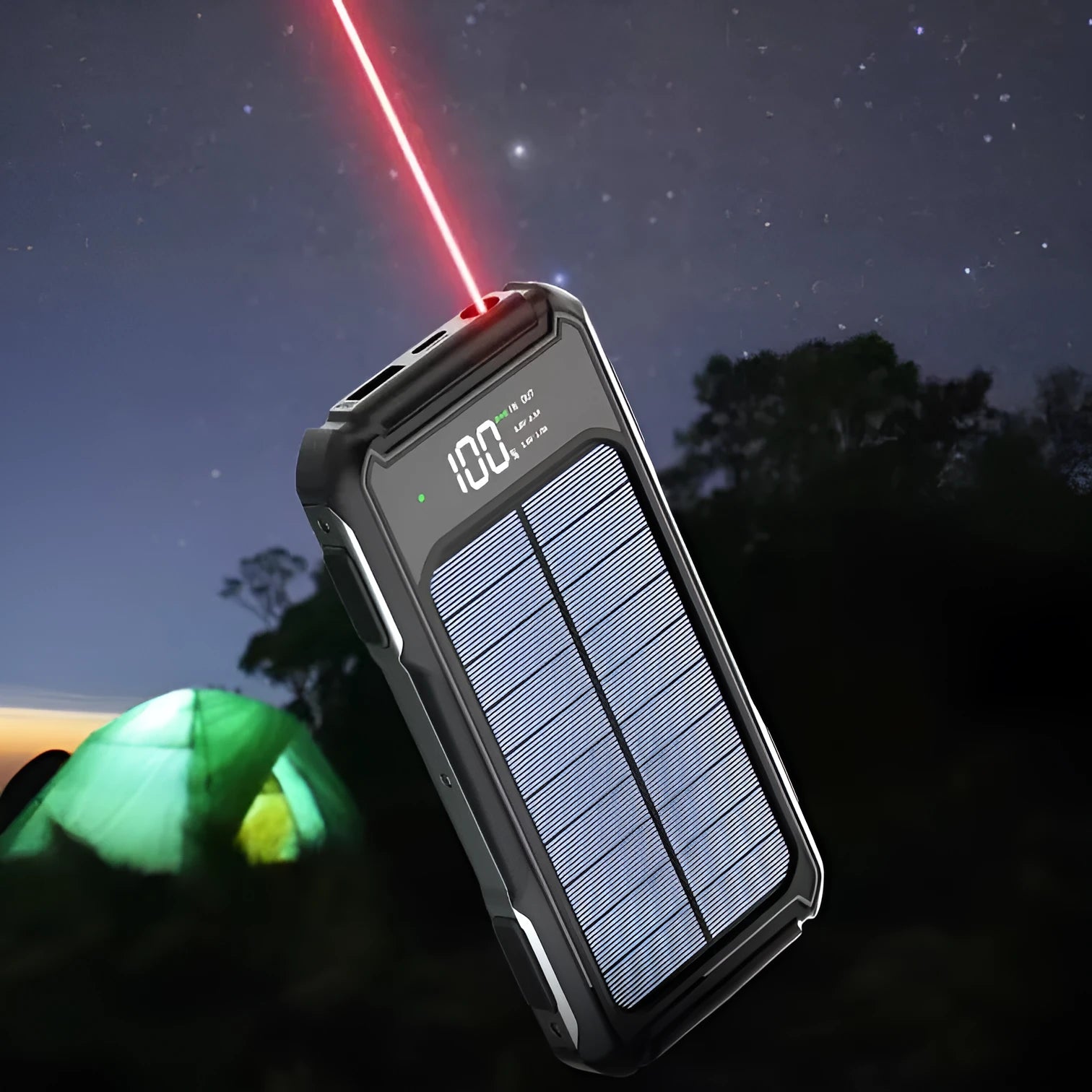 Black, green, or orange coloured rectangular power bank measuring 149mm by 73mm by 20mm