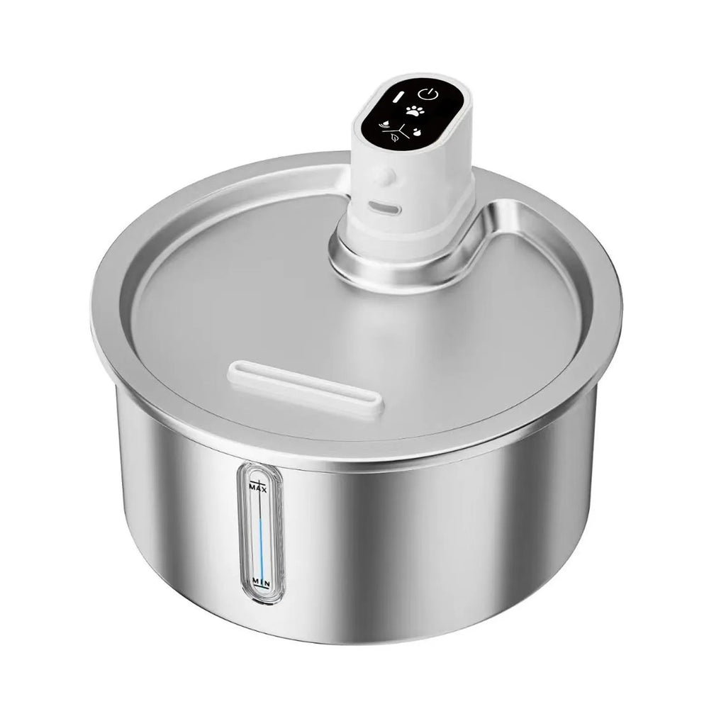 Stainless steel pet water fountain with digital temperature base for cats and dogs