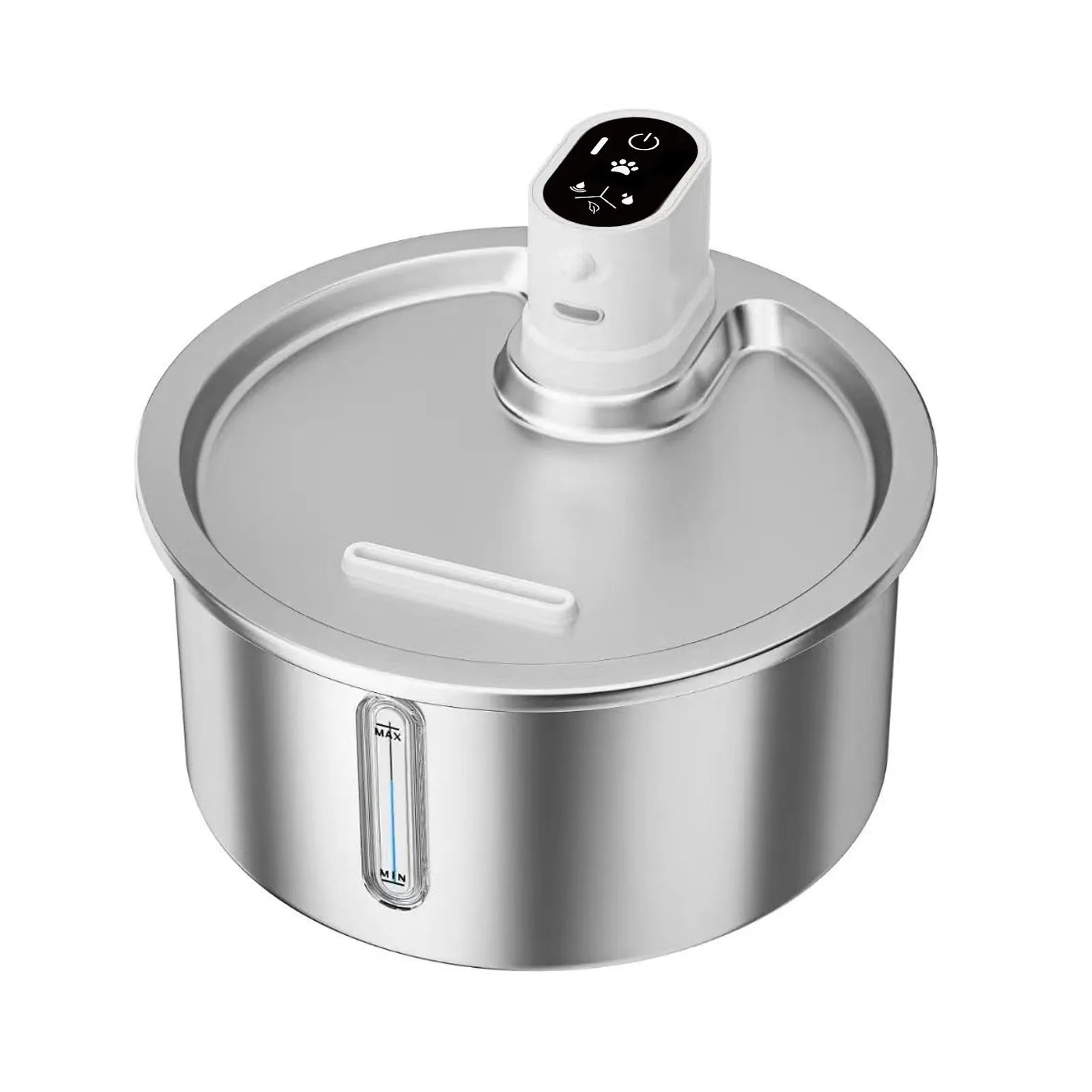 Stainless steel pet water fountain with digital temperature base for cats and dogs