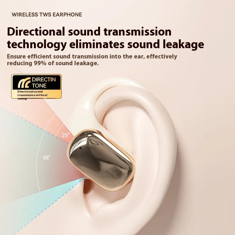 Ear-mounted wireless headphones with digital display screen in black, skin colour, or white colours