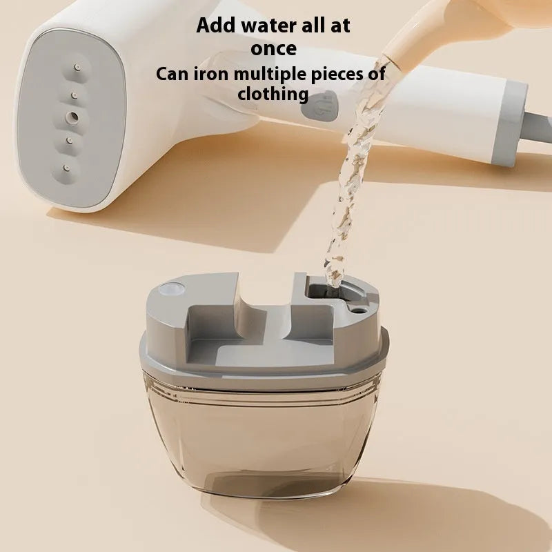 Handheld garment steamer in blue or white with 1300W power and 85ml water tank