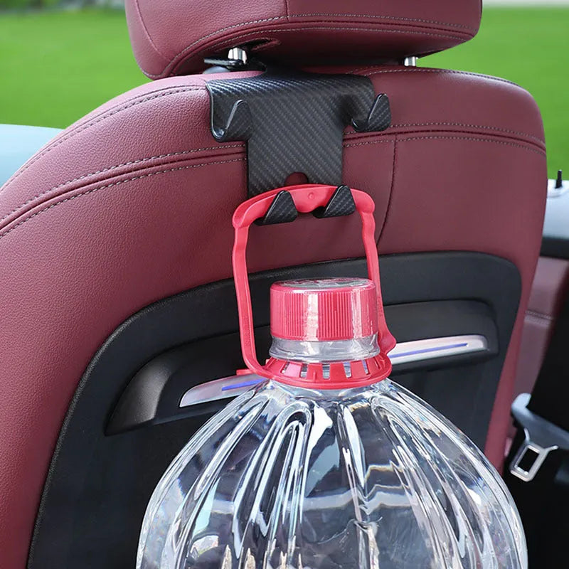Black ABS car multifunction hook bracket with integrated phone holder for rear seat storage