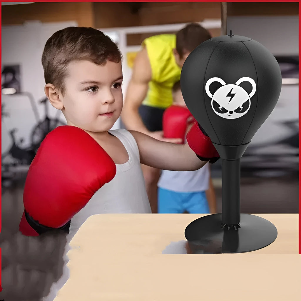 Tabletop boxing speed ball with sandbag base and suction cup mounting system