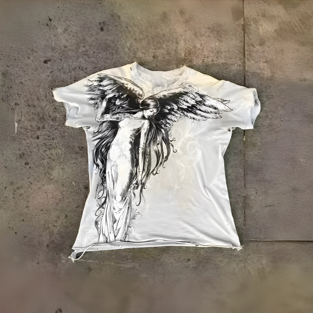 Men's gothic cartoon print short sleeve t-shirt in polyester fibre fabric, colour HQ929