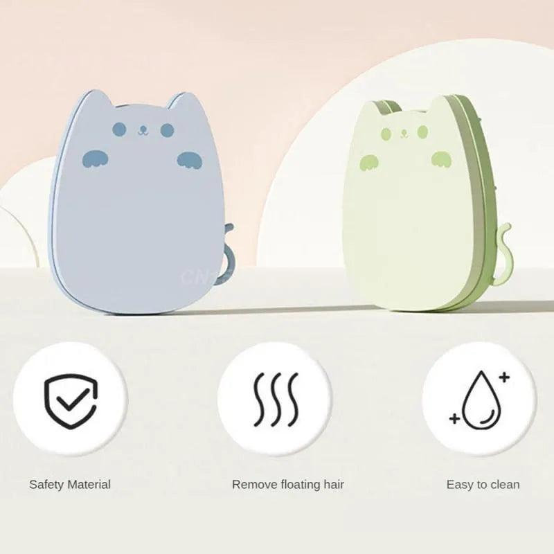 Brown silicone sponge pet grooming brush with dual comb teeth for cats and dogs
