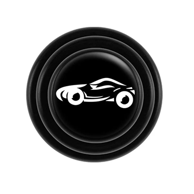 Silicone car door shock absorber pad in black and luminous variants measuring 20mm diameter