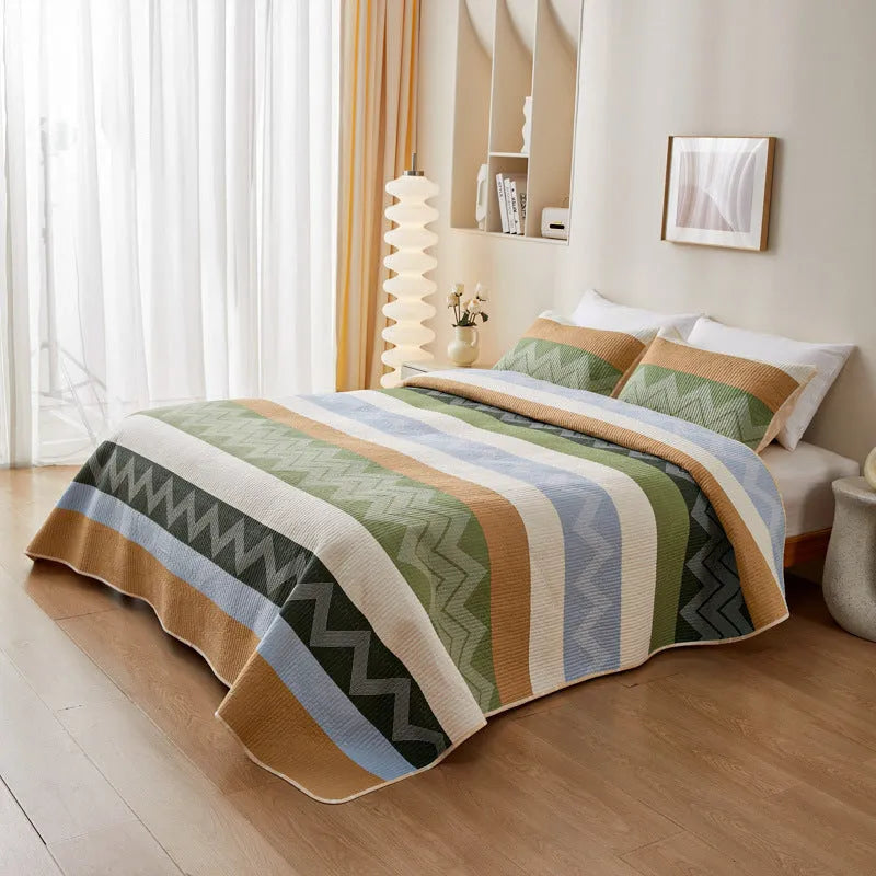 Cotton printed bed sheet three-piece set in modern simple style for 2.2 metre beds