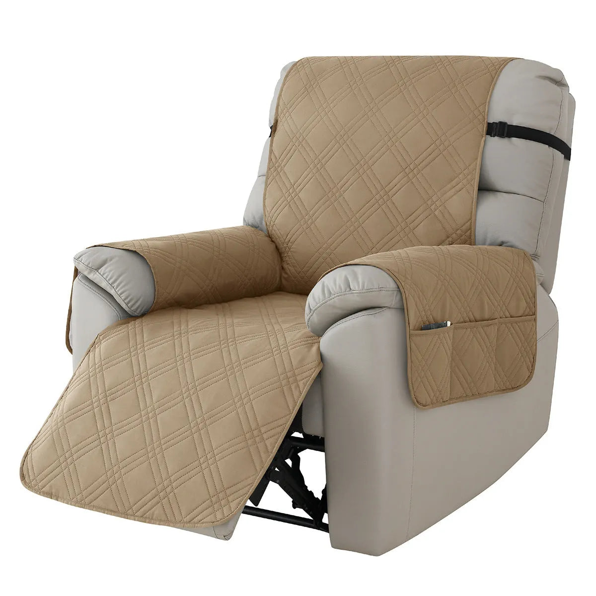 Quilted waterproof sofa cover for a Chivas massage chair in a dark coffee colour.