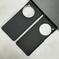 Black hand-woven Kevlar anti-wear phone case for OnePlus 12 with crater texture