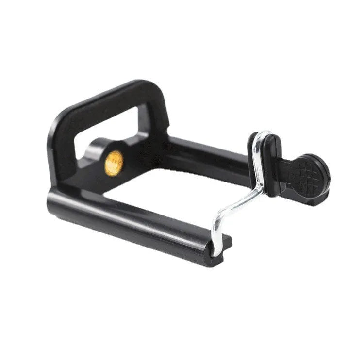 Black plastic mobile phone clip bracket for mounting smartphones on flexible hose arms