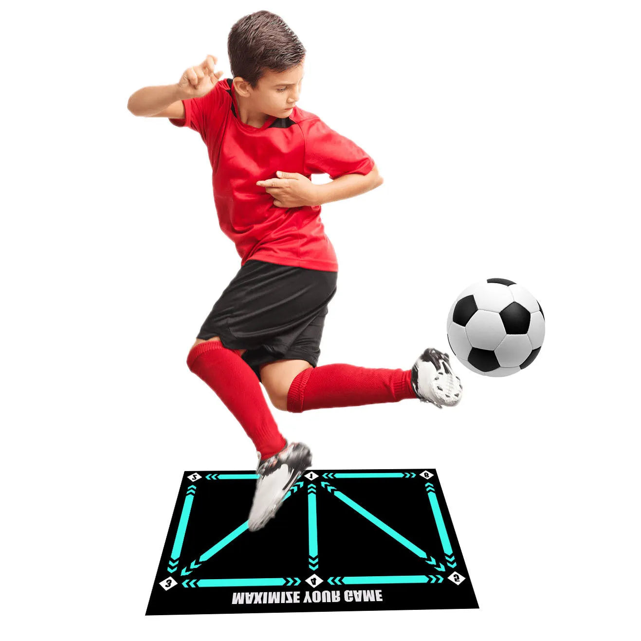 Football training mat in cushion colour for indoor skill practice with rubber construction