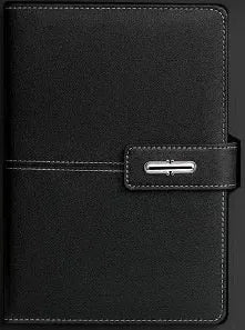A5 notebook with PU leather cover in choice of colours including black, red, green, blue and orange.