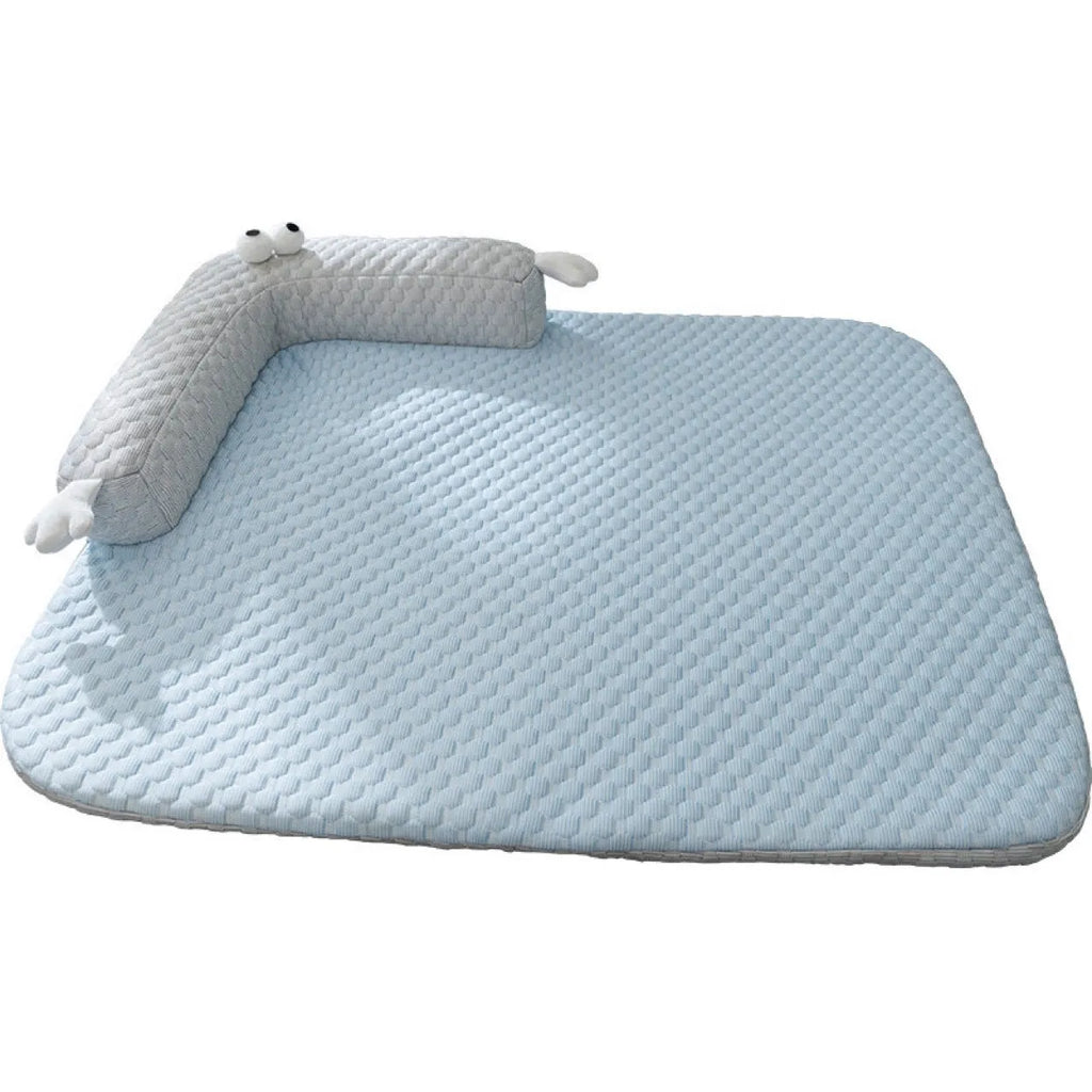 Blue pet bed cushion with monster design in large size for dogs