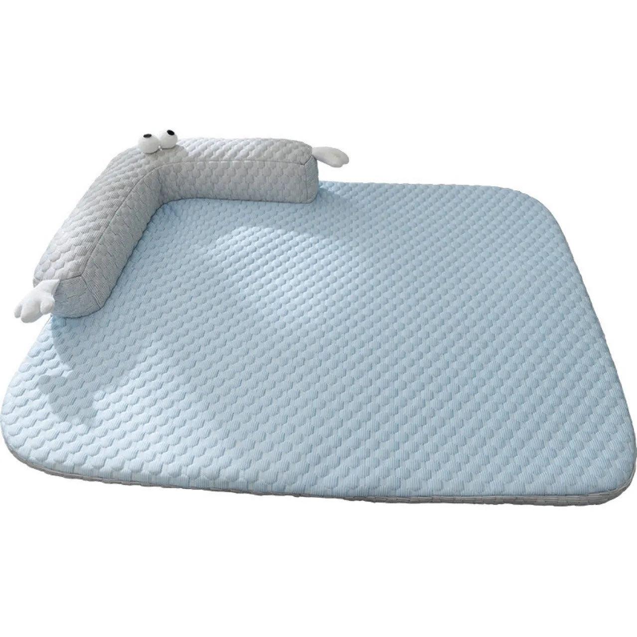Blue pet bed cushion with monster design in large size for dogs