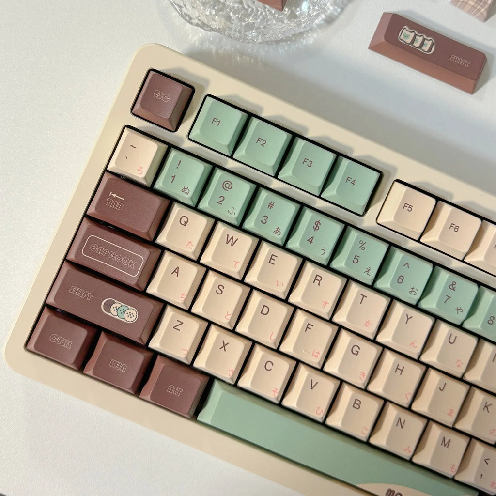 CAP adaptive cross satellite shaft mechanical keyboard keycaps in matcha green theme colour