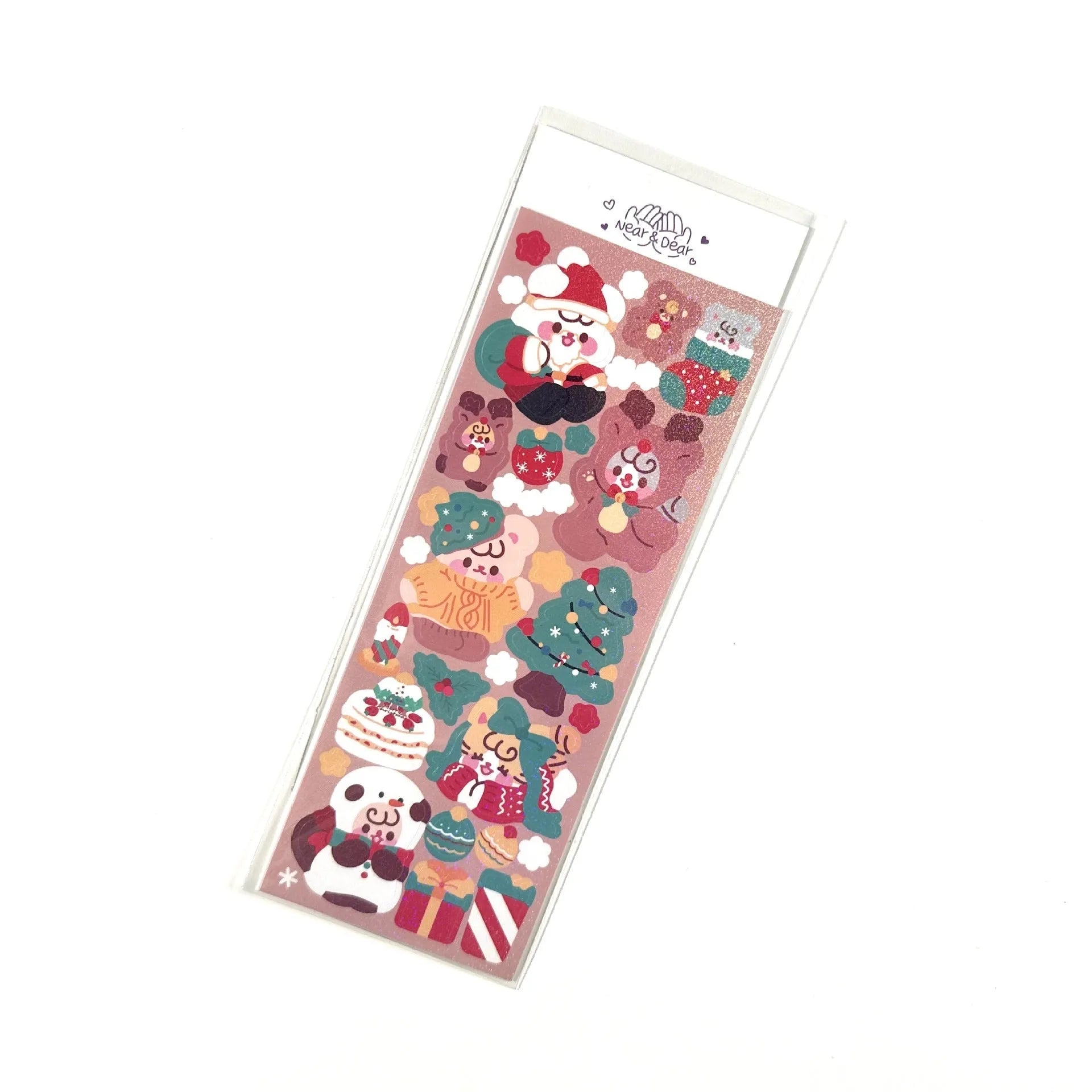 Cartoon animal PET sticker sheet in Korean style with 6.5 x 17.5cm size, black angel colour theme