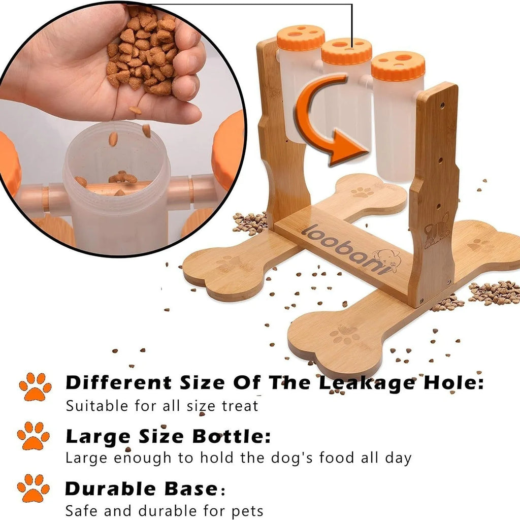 Wooden dog puzzle feeder toy 31x30x20cm for interactive feeding and mental stimulation