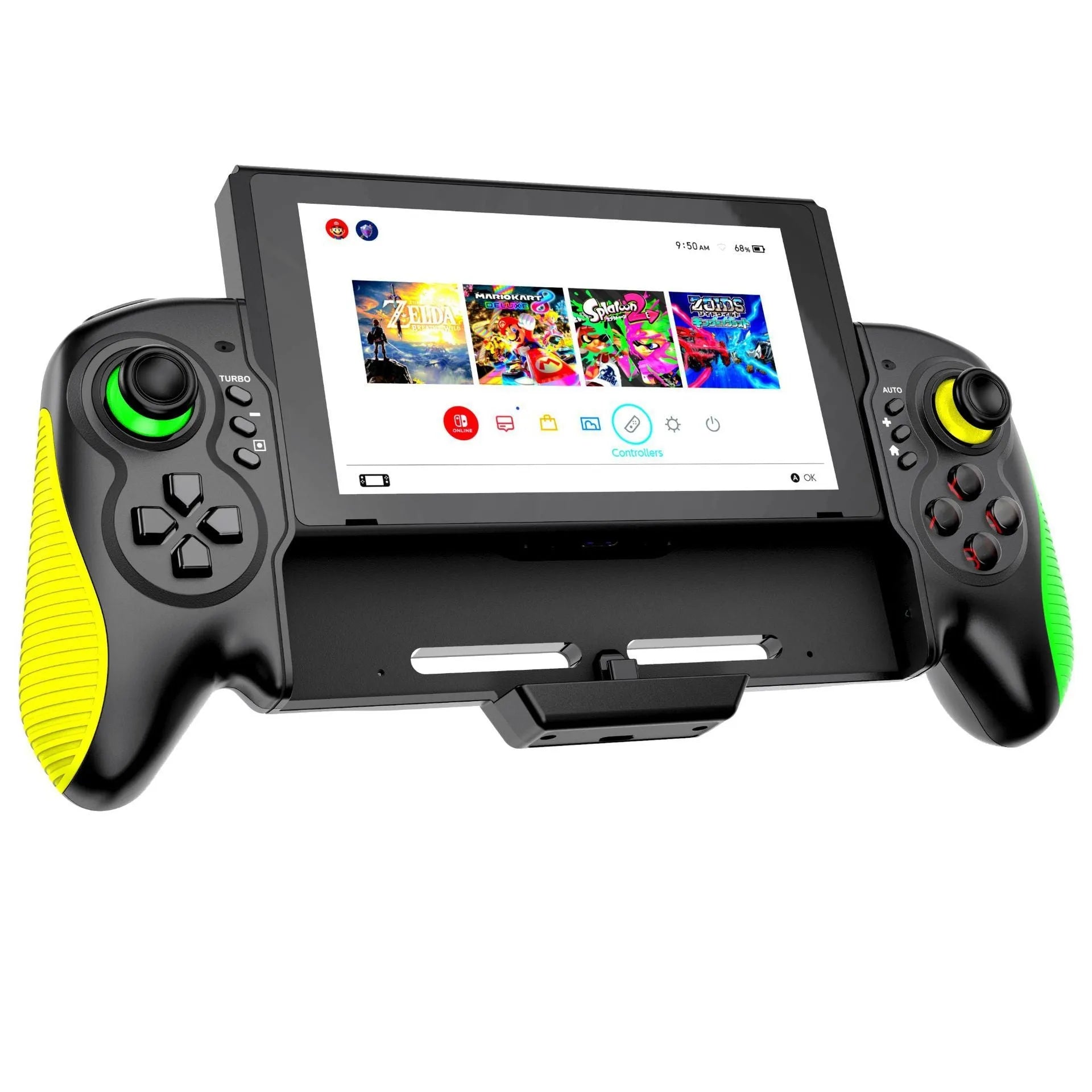 Yellow-green somatosensory game handle controller with burst function for Switch and PC