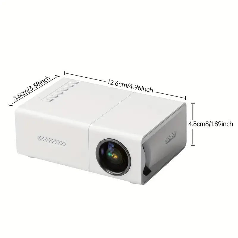 M100 mini LED projector in black or white with remote control and 100-inch projection capability