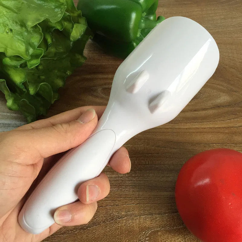 Photo colour cake batter scoop with push lever, 19.5cm ABS TPE construction, standing on leg rests