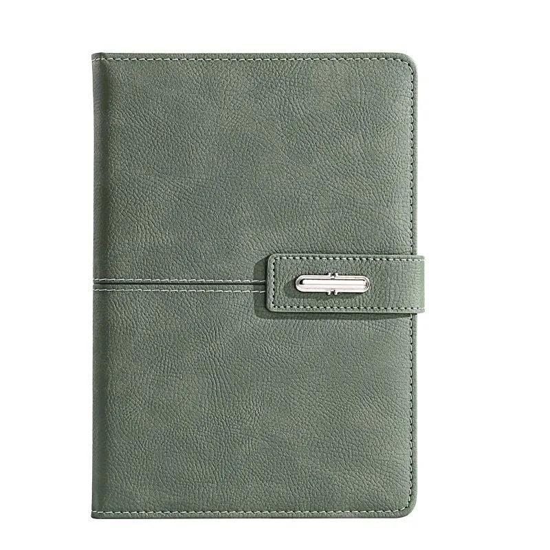 A5 notebook with PU leather cover in choice of colours including black, red, green, blue and orange.