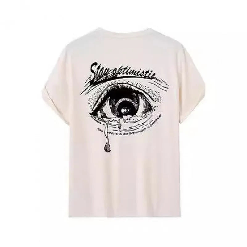 Men's printed short-sleeve casual sports T-shirt showing digital pattern design on polyester fabric.