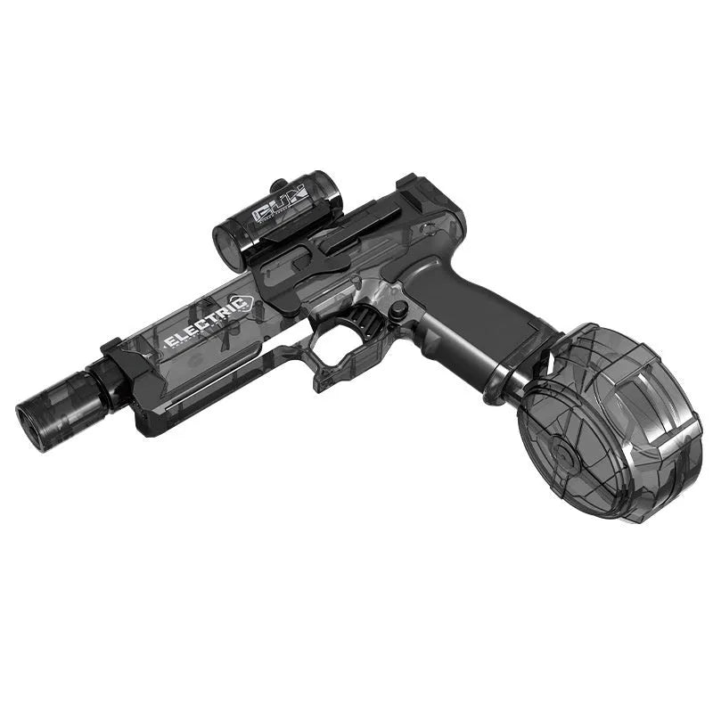 Fire Rat electric water pistol in black, blue, or red with USB charging cable