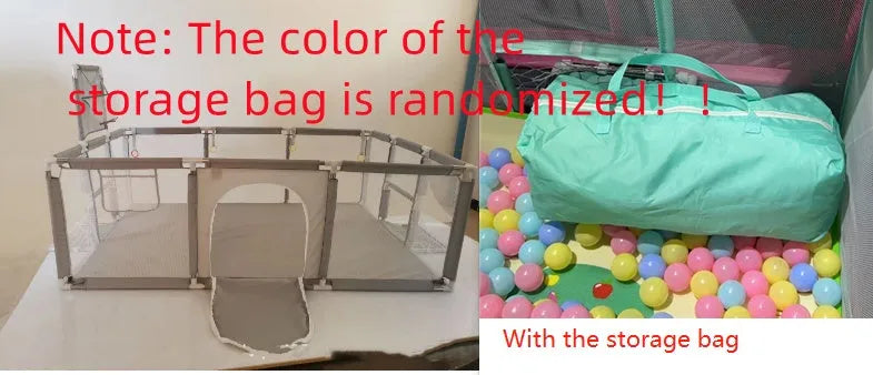 Children's tent playpen with Oxford cloth fence and stainless steel frame in dark grey, 1.22x2.3x1.05m, for indoor play