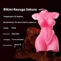 Bikini-shaped low temperature massage candle in rose red, spring pink, or lilac purple.