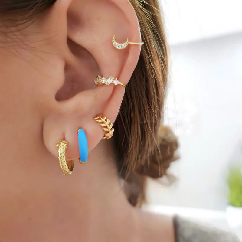 Epoxy oval curved geometric earrings in seven colour options with U-shaped design
