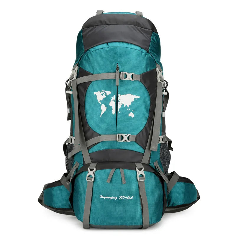 Large capacity professional climbing backpack with bracket for hiking and camping in black colour