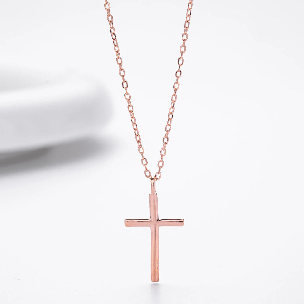 S925 sterling silver necklace with simple cross pendant on adjustable 41-50cm chain