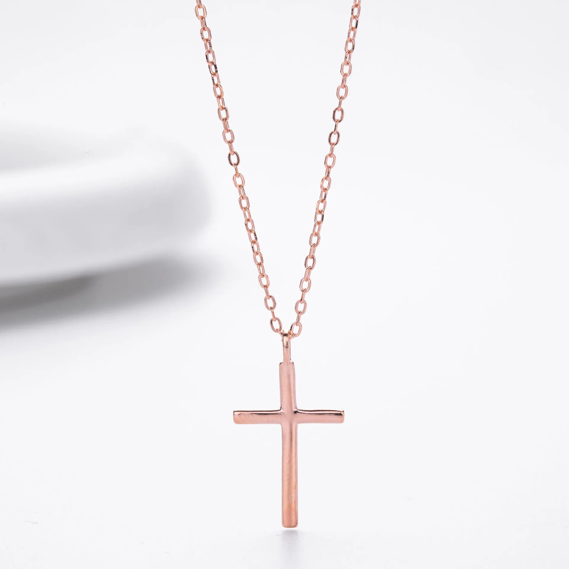 S925 sterling silver necklace with simple cross pendant on adjustable 41-50cm chain