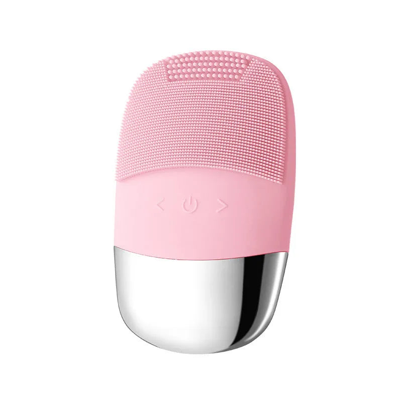 Silicone electric facial cleansing brush with three gear settings in Lake Blue colour variant