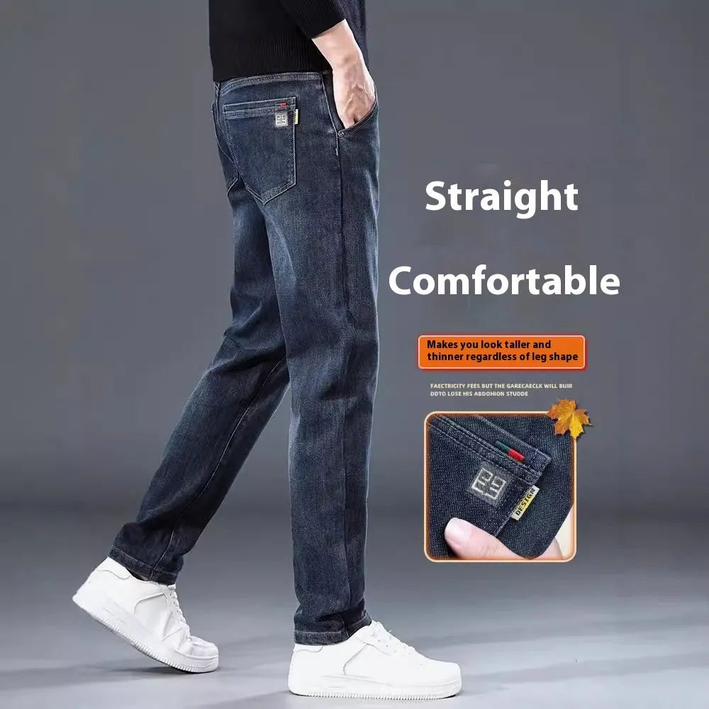 Blue grey slim straight casual trousers with mid waist design and pencil leggings style