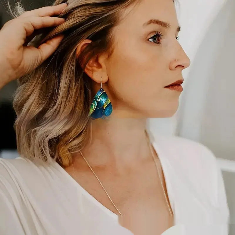 Acrylic flat branch knot drop earrings with printed details and contemporary design