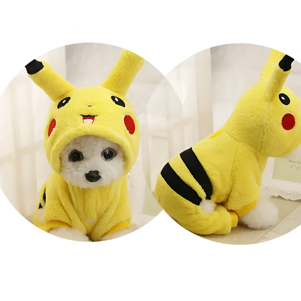 Fleece cartoon cosplay hoodie coat for small to medium cats and dogs in six sizes