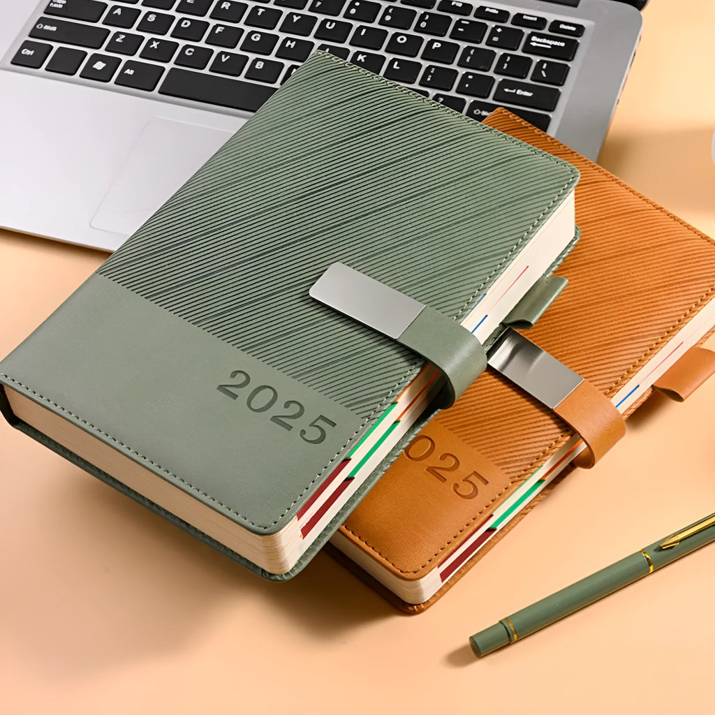PU leather business notepad with 204 pages of 80g paper in eight colour options