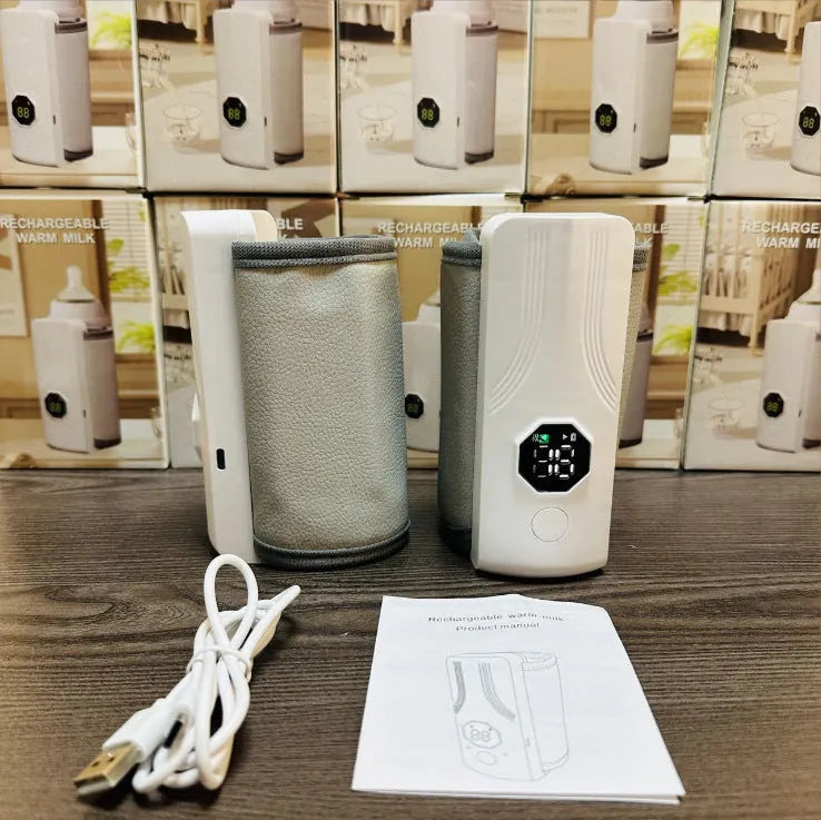 Grey and white car charger milk warmer with ABS polypropylene construction