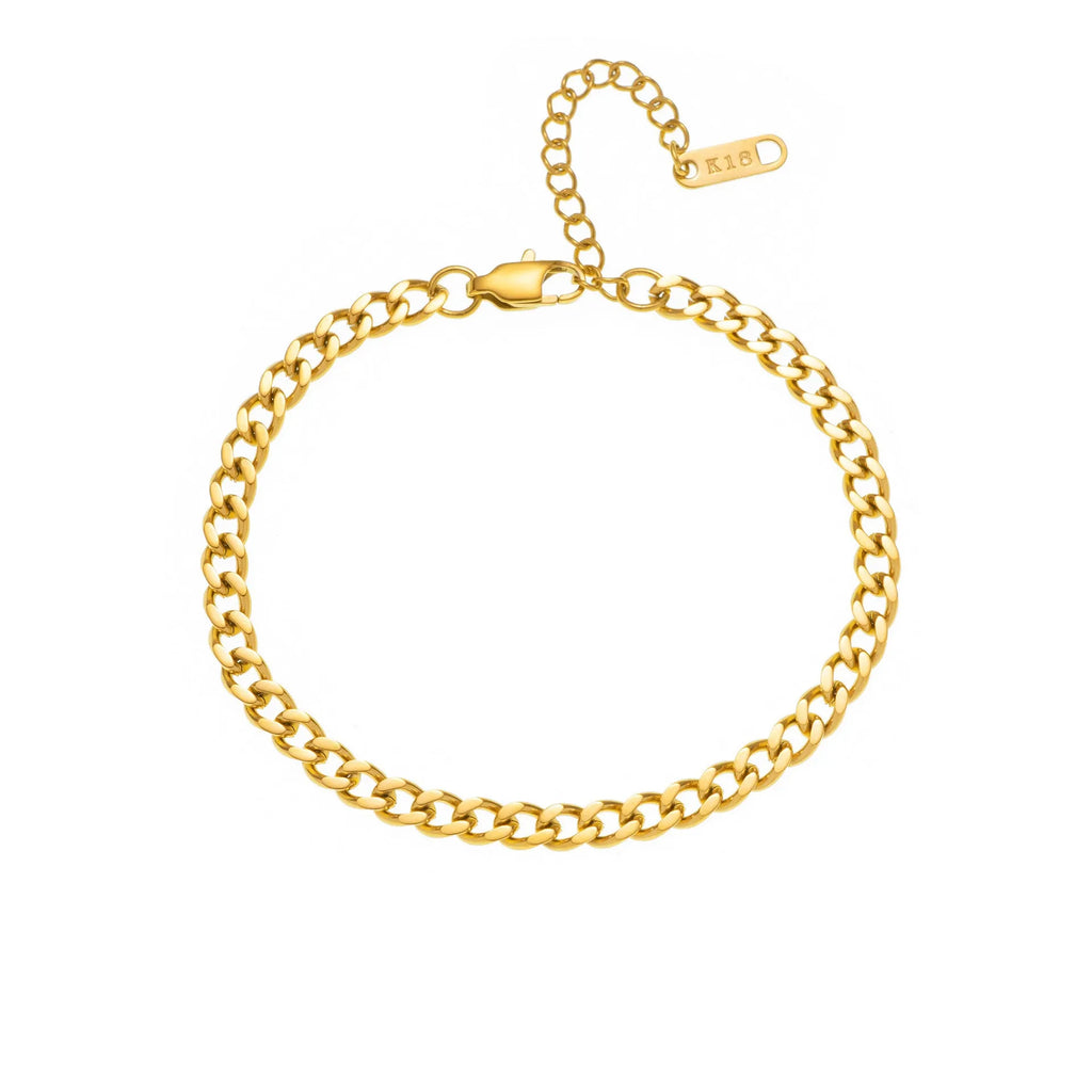 Gold and silver titanium steel necklaces showing letter A, number 7, and love heart charms on a 40.5cm chain.