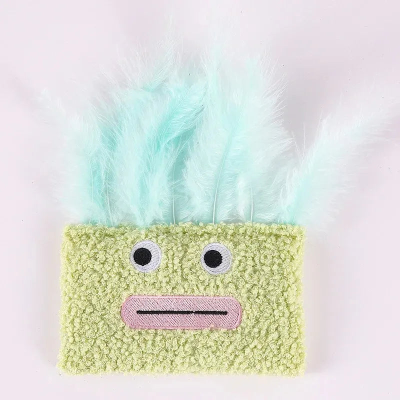 Big mouth explosion head shaped catnip plush toy in blue, green, orange, or purple colour