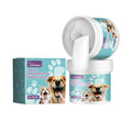 Dog dental cleaning finger glove for tartar removal, showing textured surface and size of 7.6 by 8.8 centimetres.