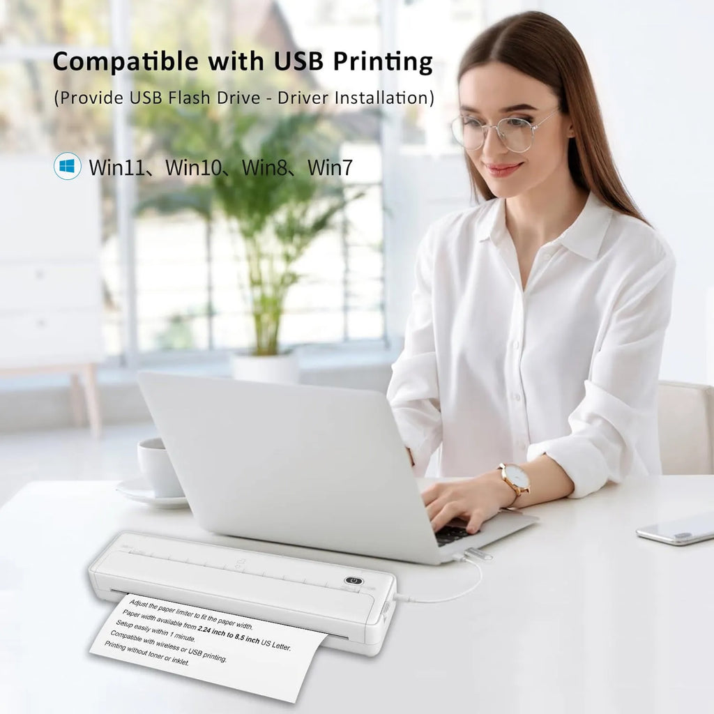Black or white Bluetooth A4 portable printer with wireless mobile phone connectivity