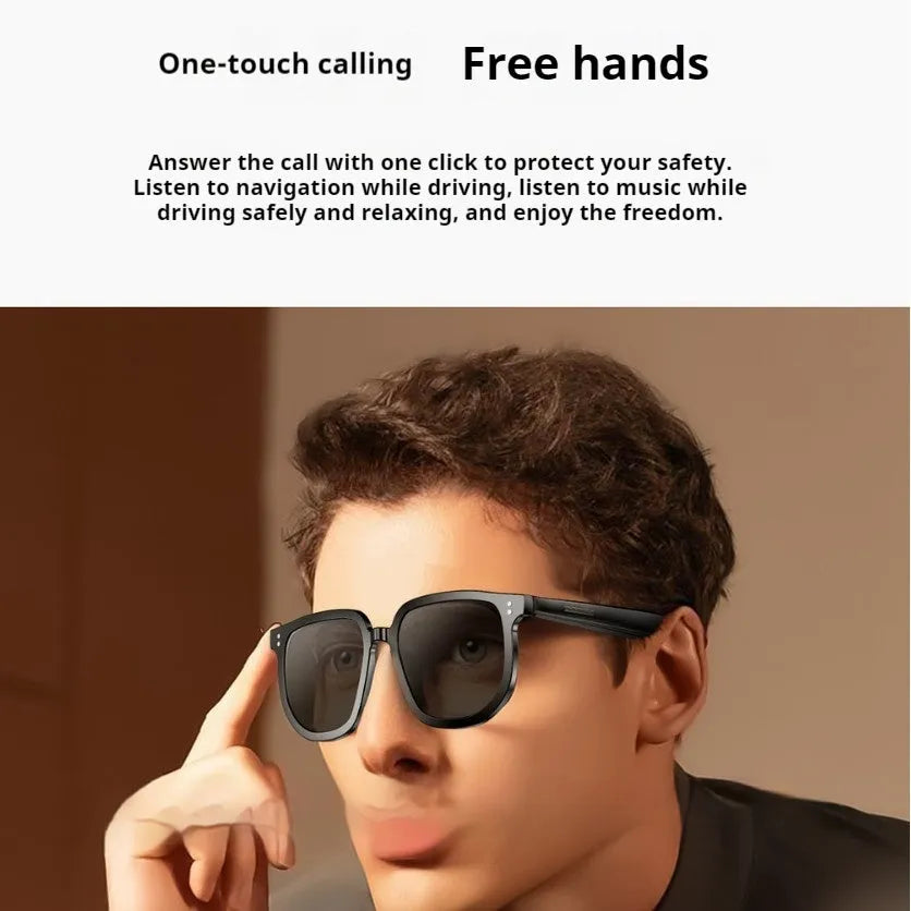 Black AI Smart Bluetooth sunglasses with touch controls on the frame.