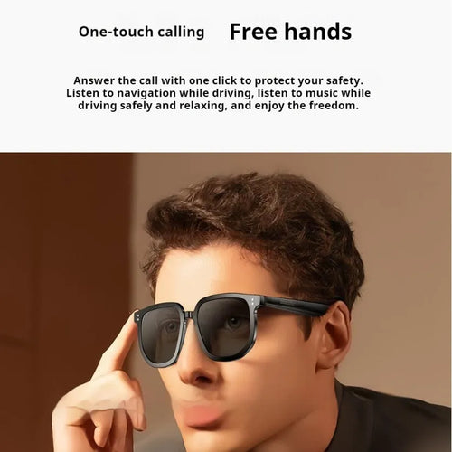 Black AI Smart Bluetooth sunglasses with touch controls on the frame.