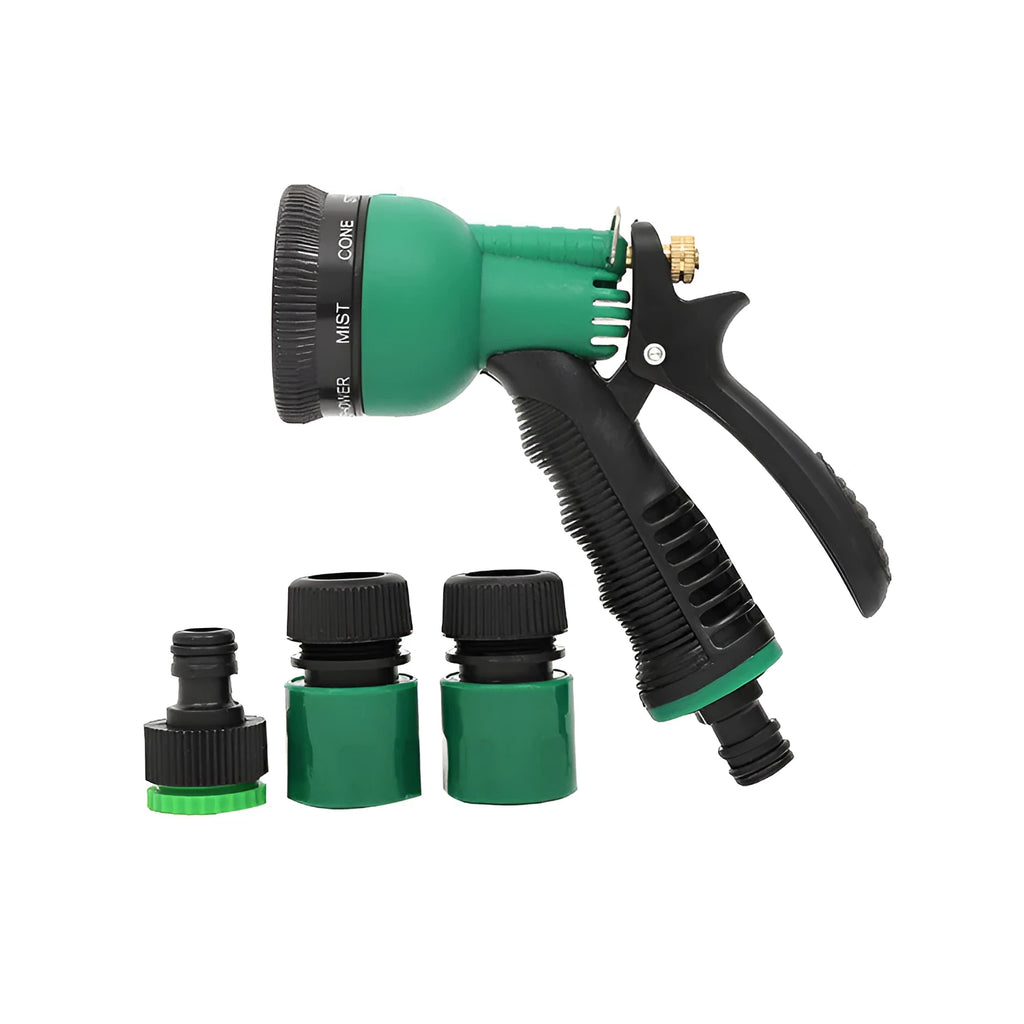 Green multifunctional high-pressure spray gun with PP and ABS construction for garden watering and car washing