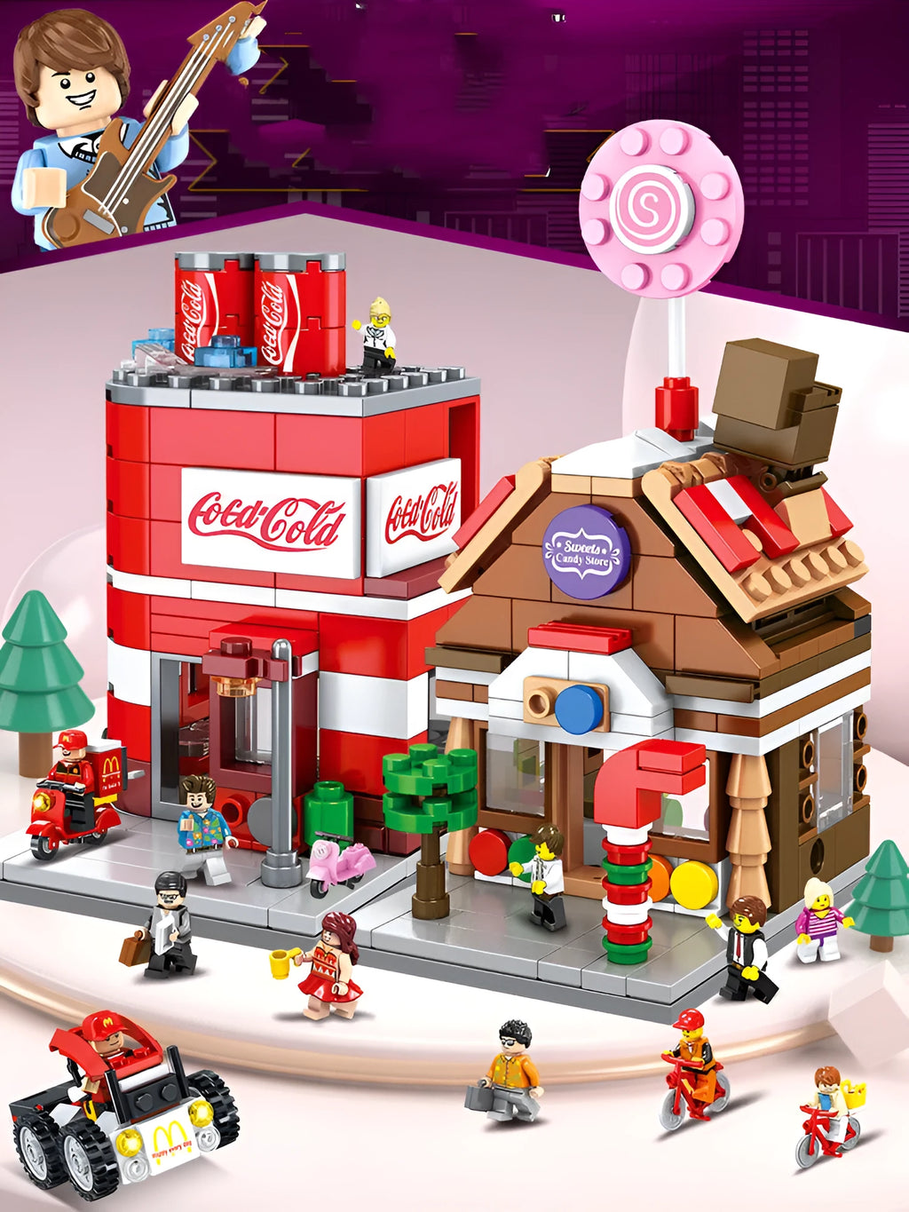 Senbao Street View City Mini building block set plastic architecture toy for children