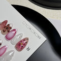 3D carved nail art stickers with embossed candy patterns in almond shape with four size options